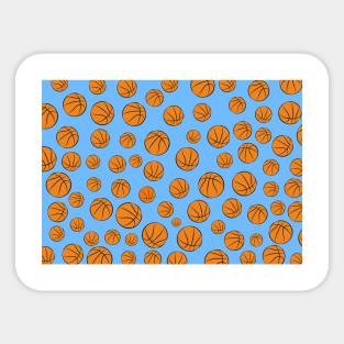 Basketball Balls Seamless Pattern on Blue Background Sticker